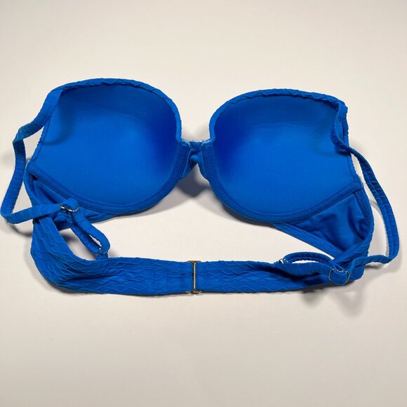 Victoria Secret 32D SEXY TEE Push Up Bikini Top Underwire Textured Blue - Picture 3 of 4